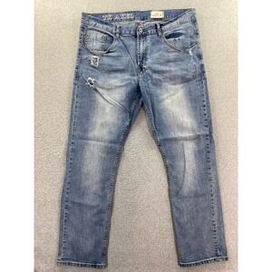 TK Axel Jeans Men's 40x32 (Fits 38x30) Blue Slim Distressed Light Wash Denim